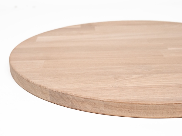 Round Tabletop Worktop Oak Select Natur, finger jointed lamellas, 26 mm, white oiled